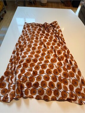 Advance Apparels 100% Cotton Wrap Tie Printed Circle Sun Skirt, Brown/Rust, OS